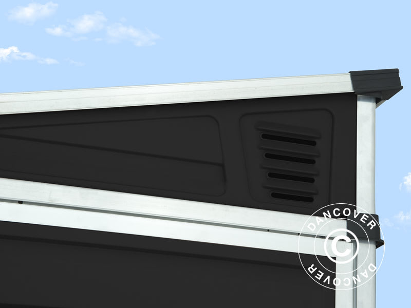 Redskapsbod mot vegg, veggbod, i polykarbonat Pent, Palram/Canopia, 1,175x1,75x2,03m, 2,05m², Midnatt grå