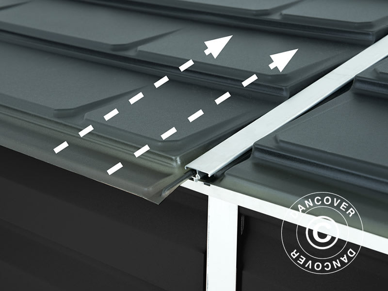 Redskapsbod mot vegg, veggbod, i polykarbonat Pent, Palram/Canopia, 1,175x1,75x2,03m, 2,05m², Midnatt grå