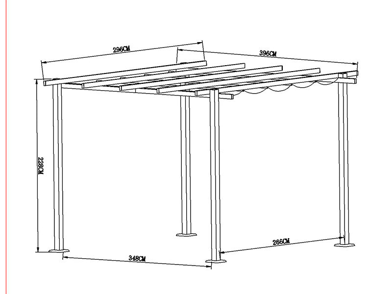 Pergola paviljong Santa Cruz, 3x4m, Mørk grå