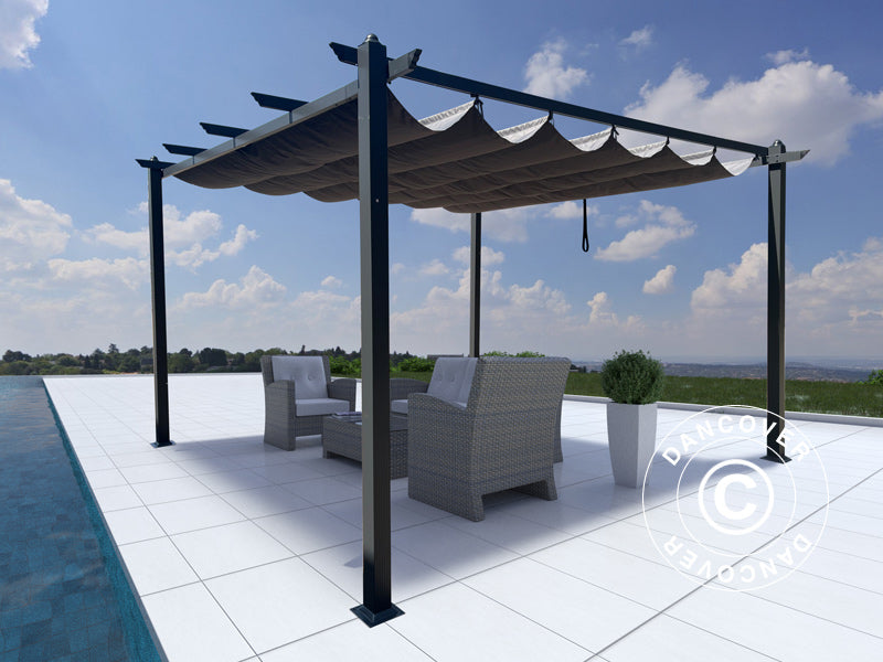 Pergola paviljong Santa Cruz, 4x4m, Svart/Grå