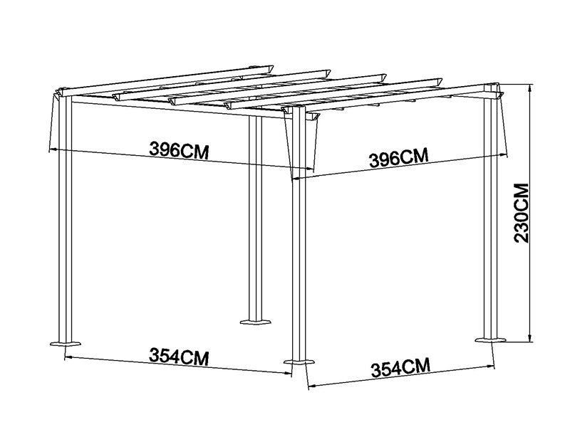Pergola paviljong Santa Cruz, 4x4m, Svart/Grå