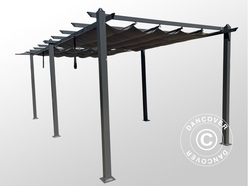 Pergola paviljong Santa Cruz, 3x6m, Svart/Grå