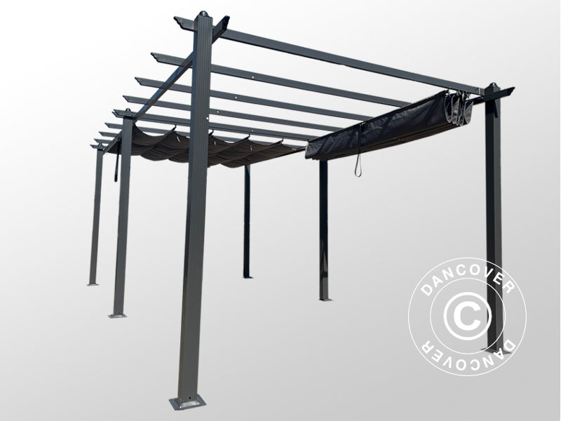 Pergola paviljong Santa Cruz, 3x6m, Svart/Grå