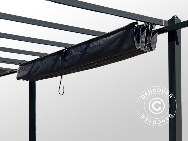 Pergola paviljong Santa Cruz, 3x6m, Svart/Grå