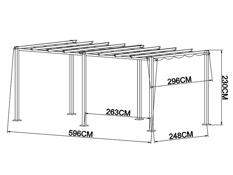 Pergola paviljong Santa Cruz, 3x6m, Svart/Grå