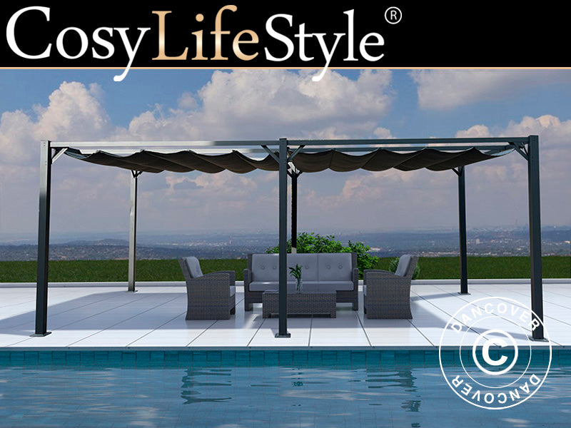 Pergola paviljong Santa Cruz, 3x6m, Mørk grå