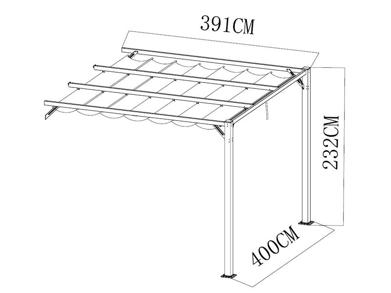 Forlengelse til pergola-paviljong Santa Cruz, 4x4m, Mørk grå