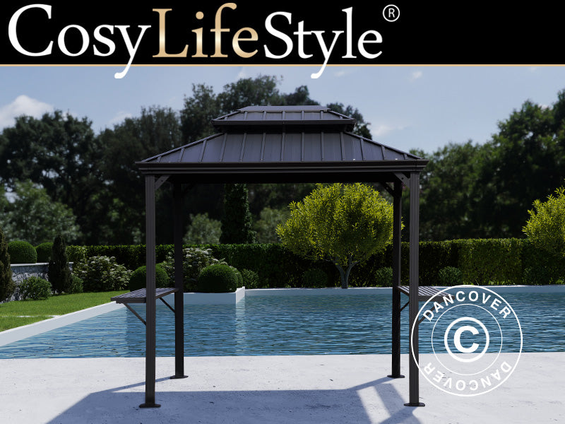 Grillpaviljong San Antonio, 2,4x1,8m, Svart