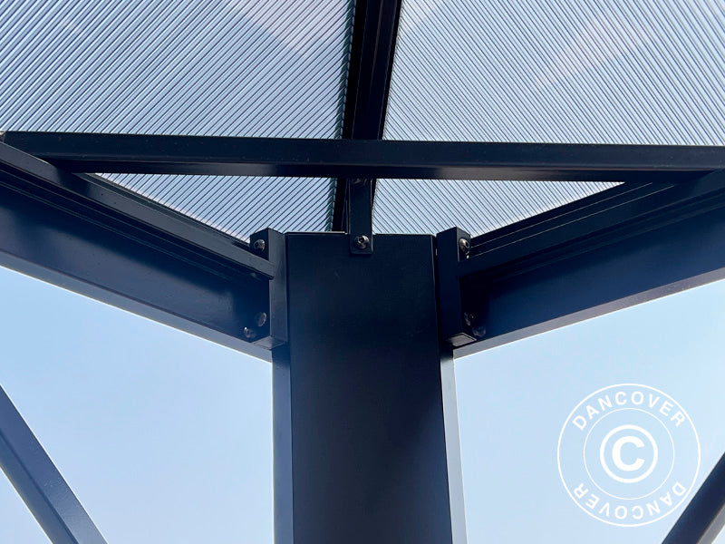 Paviljong Santa Ana m/gardiner og myggnetting, 3,65x4,85m, Svart