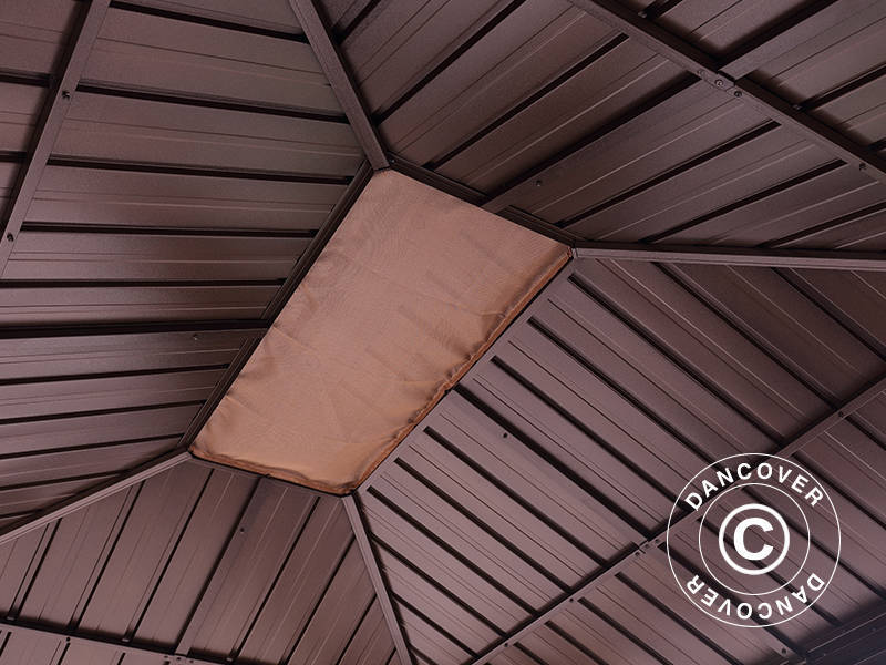 Paviljong Santa Fe m/gardiner og myggnetting, 3x3,65m, Brun