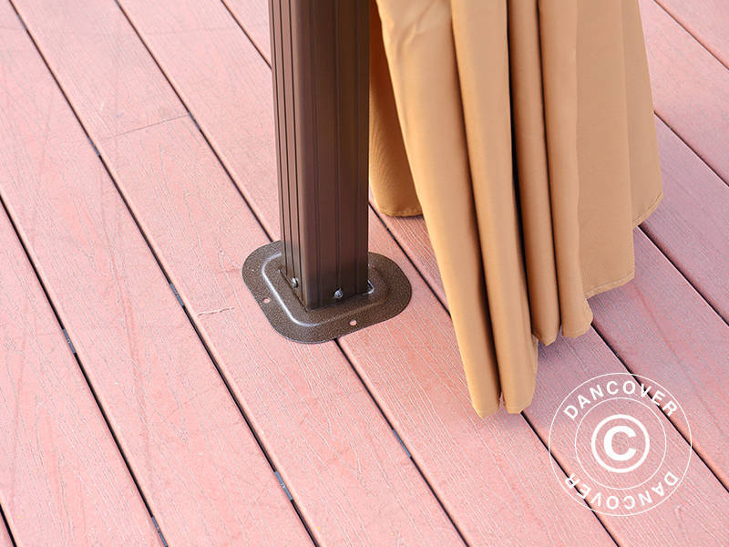 Paviljong San Jose m/gardiner og myggnetting, 3x4m, Brun