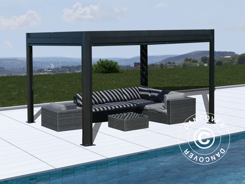 Bioklimatisk pergola paviljong San Pablo Alu+, 3x4m, svart