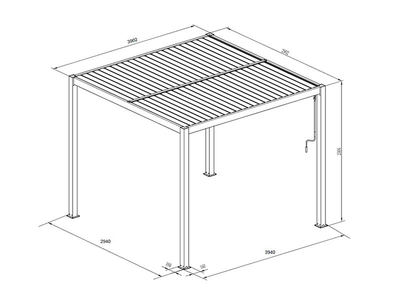 Bioklimatisk pergola paviljong San Pablo Alu+, 3x4m, Svart/Hvit