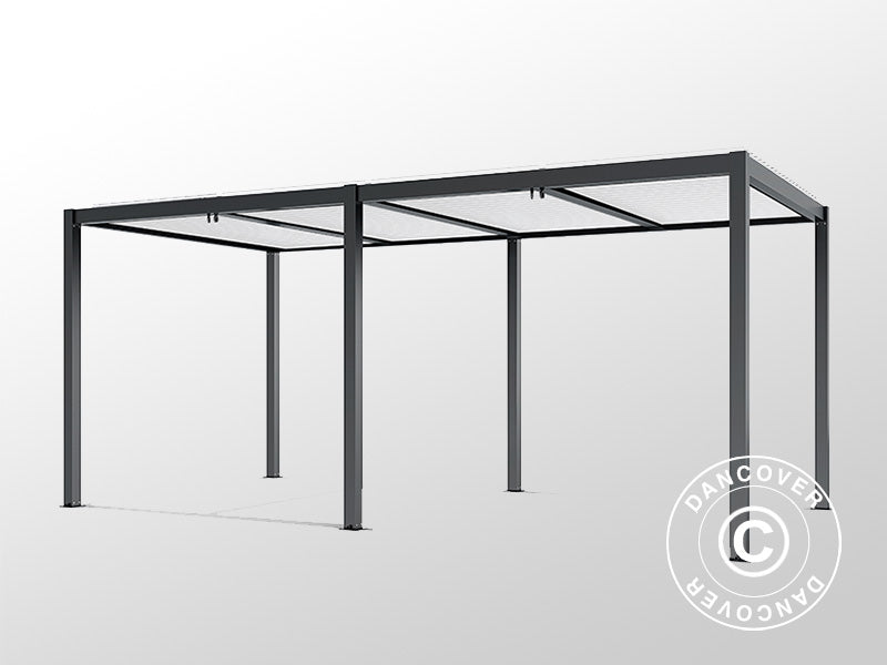 Bioklimatisk pergola paviljong San Pablo Alu+, 4x5,8m, Svart/Hvit