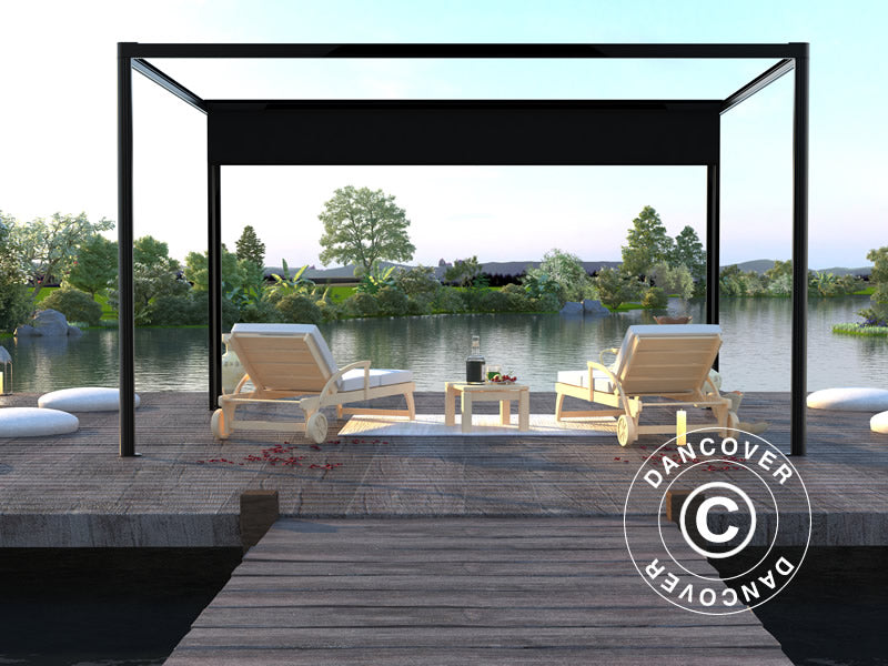 Pergola paviljong San Fernando, 3x3m, Svart/Mørkegrå