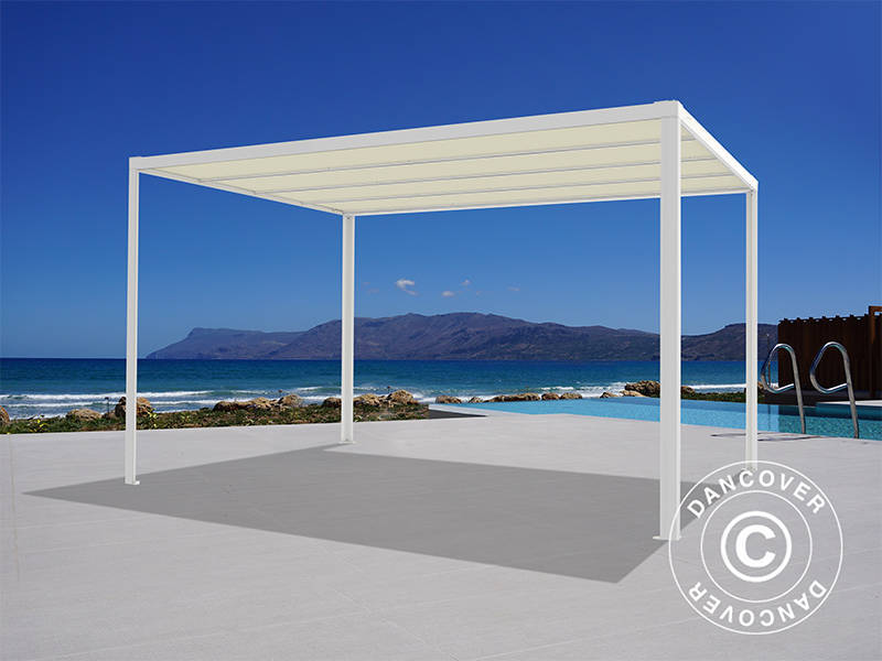 Pergola paviljong San Fernando, 4x4m, Hvit/Beige