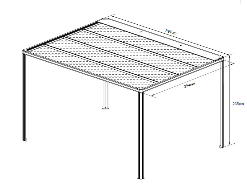 Pergola paviljong San Fernando, 4x3m, Svart/Mørkegrå