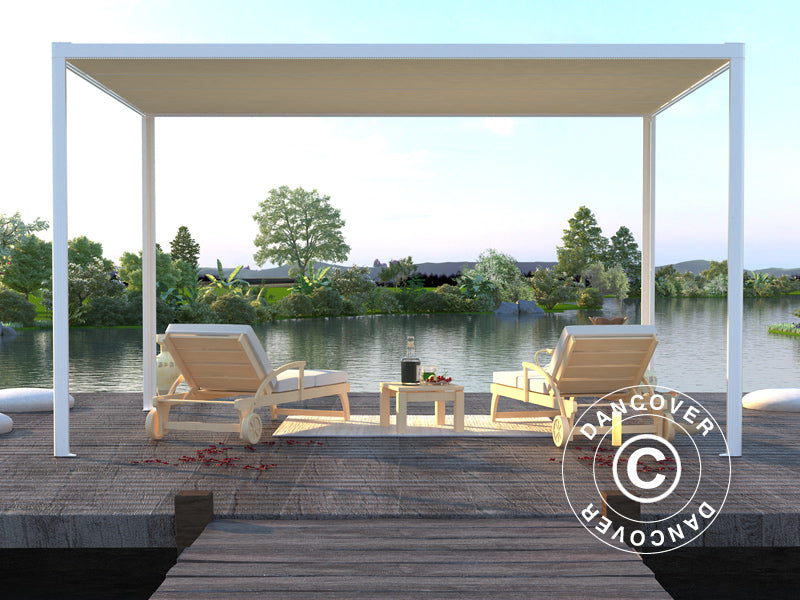 Pergola paviljong San Fernando, 4x3m, Hvit/Beige