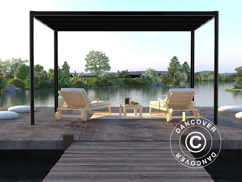 Pergola paviljong San Fernando, 4x4m, Svart/Mørkegrå