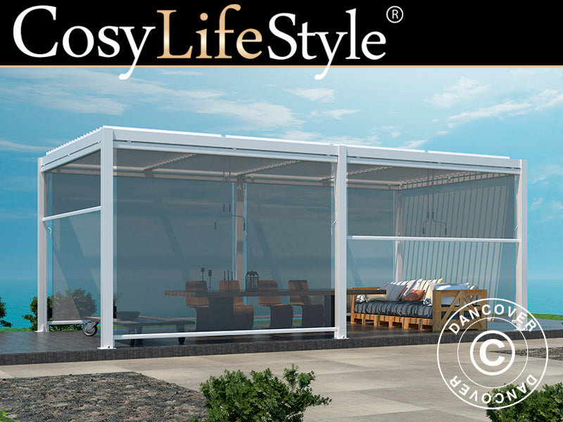 Pergola Gaz. San Pablo Alu+ 3x5,8m w/6 pcs. Screens White