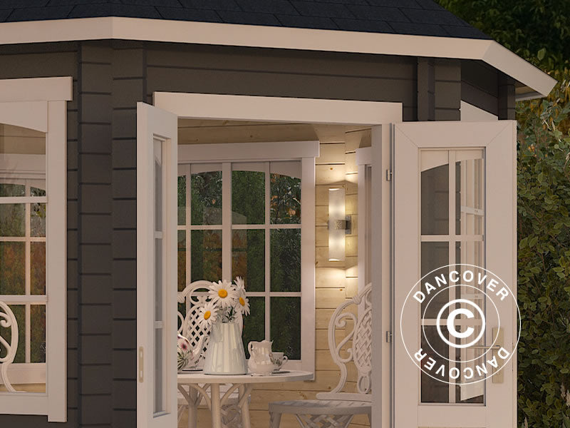 Paviljong i tre Lorraine, åttekantet 3,47x3,47x3,45m, 44mm, Mørkegrå