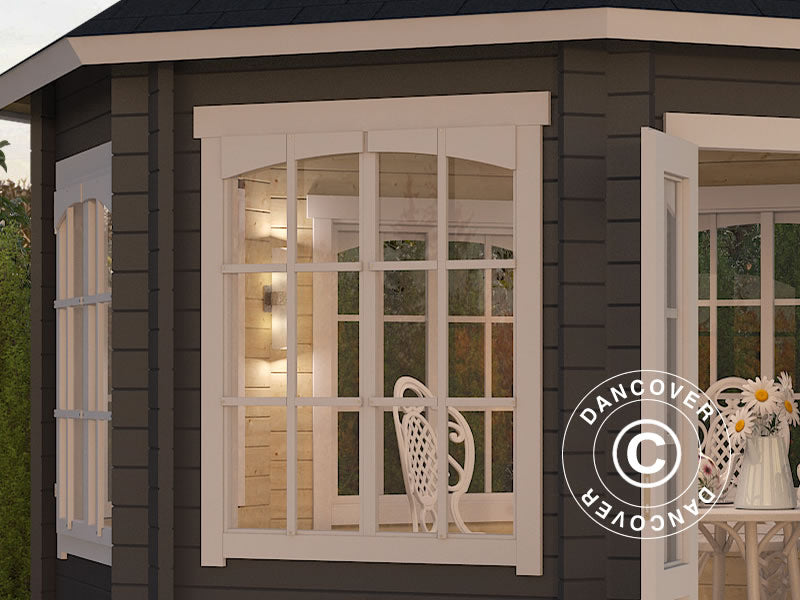 Paviljong i tre Lorraine, åttekantet 3,47x3,47x3,45m, 44mm, Mørkegrå