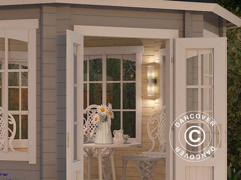 Paviljong i tre Lorraine, åttekantet 3,47x3,47x3,45m, 44mm, Lysegrå