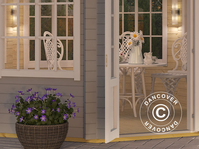 Paviljong i tre Lorraine, åttekantet 3,47x3,47x3,45m, 44mm, Lysegrå