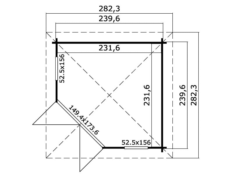 Paviljong i tre Brittany, 2,4x2,4x2,41m, 40mm, Mørkegrå