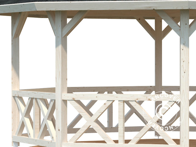 Paviljong i tre, 4,65x4,65x3,46m, 18m², Naturlig