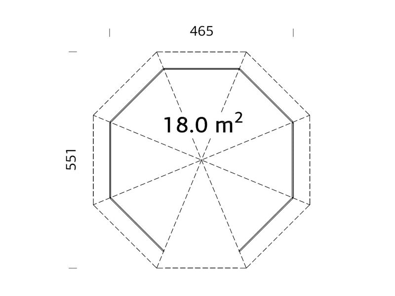 Paviljong i tre, 4,65x4,65x3,46m, 18m², Naturlig
