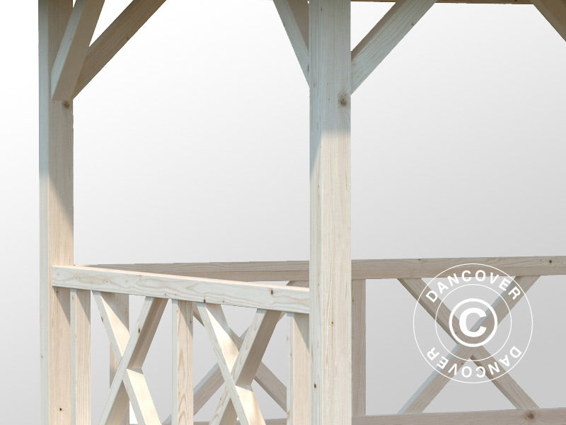 Paviljong i tre m/tregulv, 3x3x3,23m, 9m², Naturlig