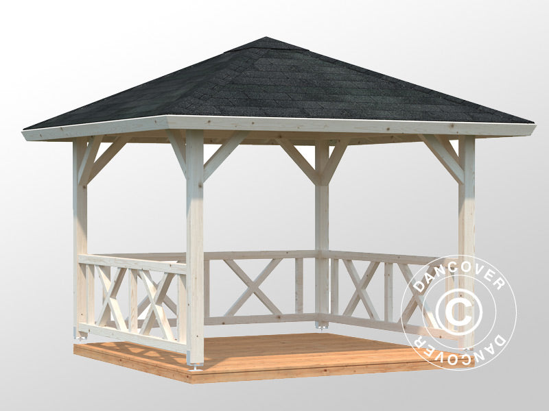 Wood Gazebo 3x3x3,23m 9m2 w/Floor Natural