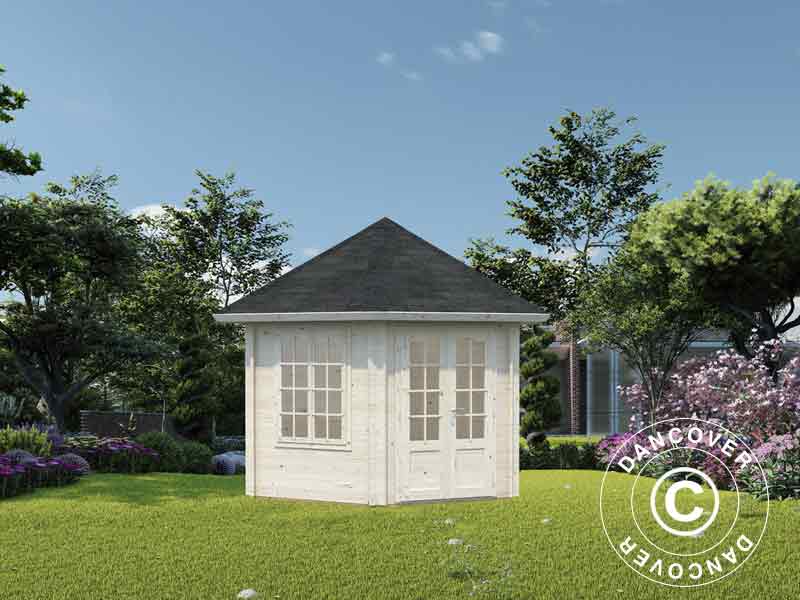 Paviljong i tre m/gulv, 3,03x3,03x3,36m, 7,6m², Naturlig