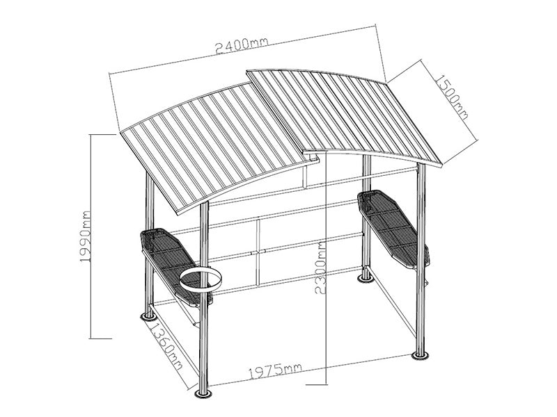 Grillpaviljong Luna, 2,4x1,5x2,3m, Svart