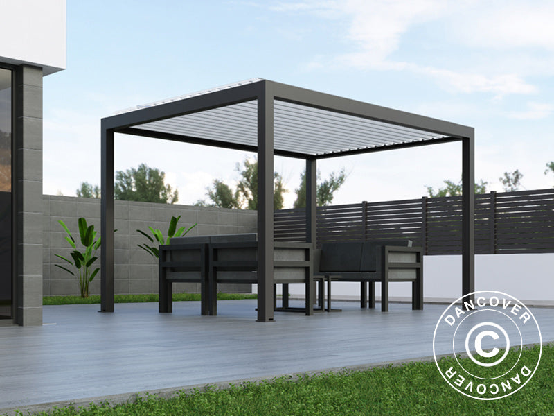 Bioklimatisk pergola-paviljong Génova, 4x3m, Antrasitt/Hvit