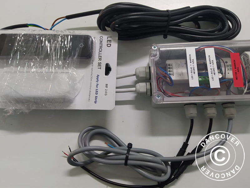 Bioklimatisk pergola-paviljong Génova m/LED-lys, 4x3m, Antrasitt/Hvit