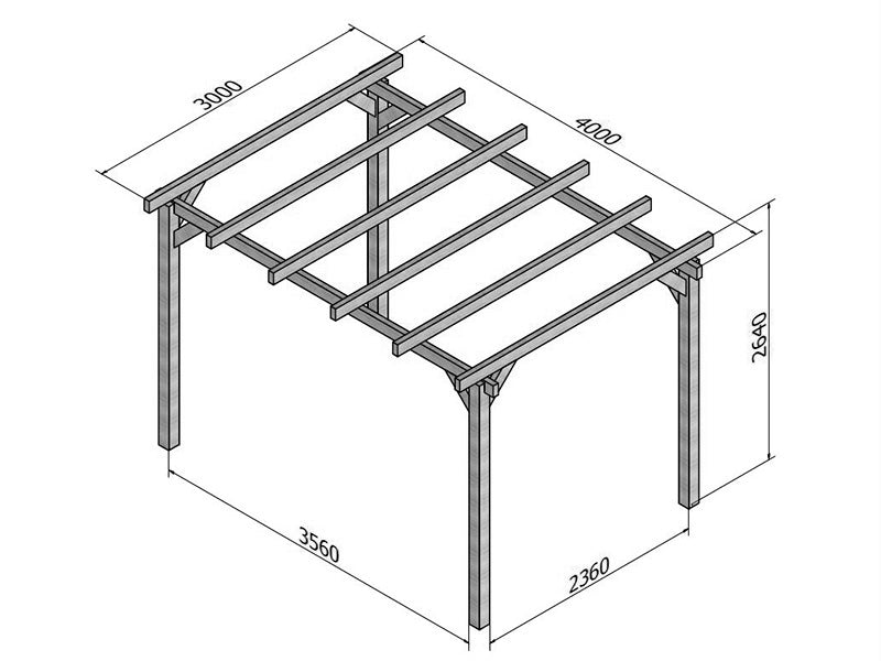 Pergola i tre Linares, 3x4x2,64m, Brun