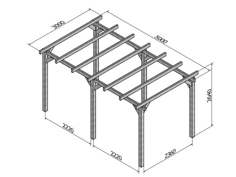 Pergola i tre Linares, 3x5x2,64m, Brun