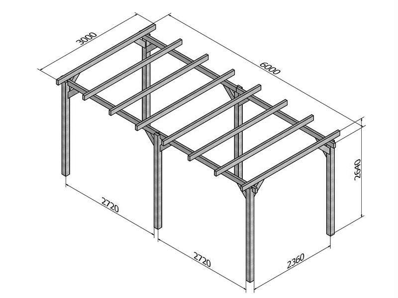 Pergola i tre Linares, 3x6x2,64m, Brun