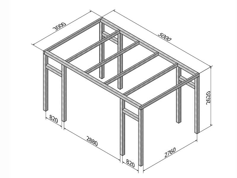 Pergola i tre Granada, 3x5x2,62m, Brun