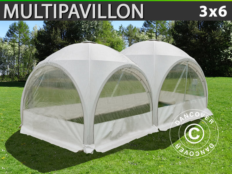 Kuppel-partytelt Multipavillon 3x6m, Hvit