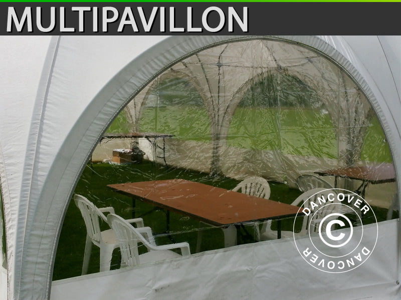 Kuppel-partytelt Multipavillon sidevegg med vindu 3x1,95m, Hvit