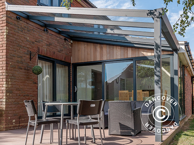 Terrassetak Expert m/glasstak, 3x4m, Antrasitt