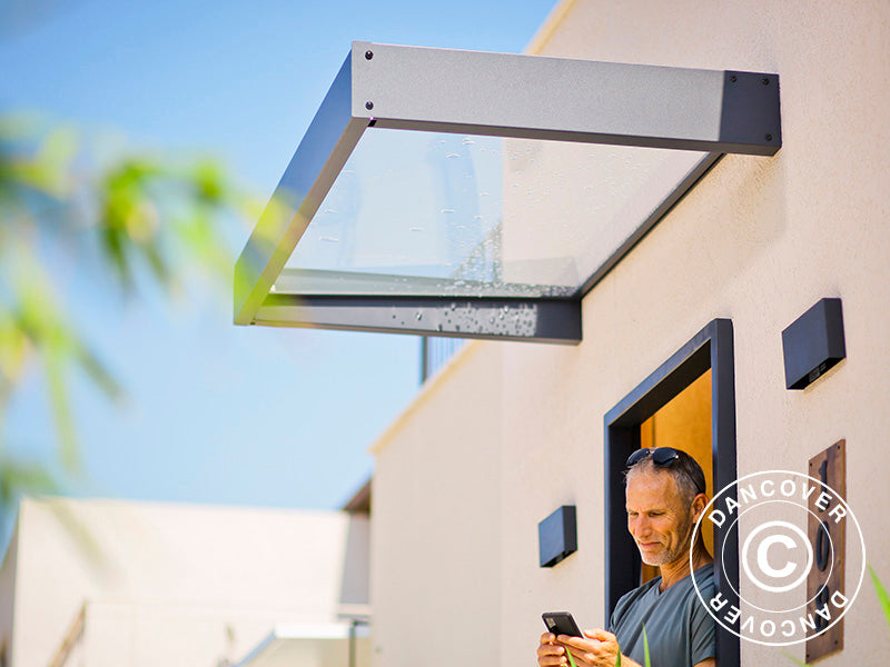 Dør baldakin Sophia 1600, Palram/Canopia, 0,95x1,6x0,17m, Mørk grå/Klar