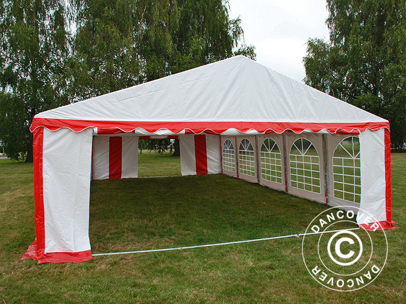 Partytelt Exclusive 6x10m PVC, Rød/Hvit