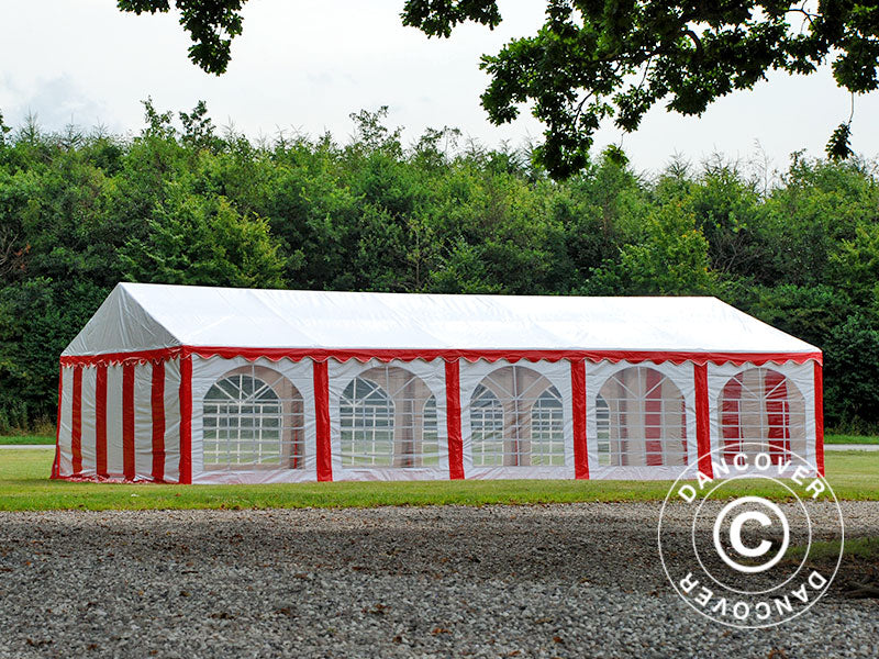 Partytelt Exclusive 6x10m PVC, Rød/Hvit