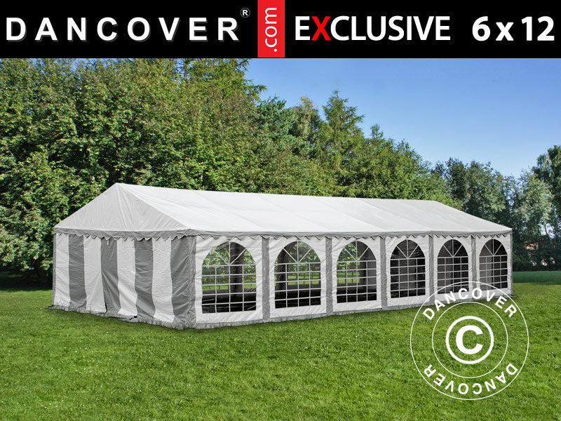 Partytelt Exclusive 6x12m PVC 900, Grå/Hvit