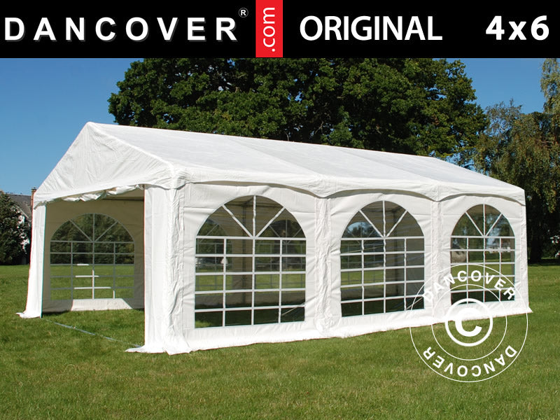 Partytelt Original 4x6m PVC 900, "Arched", Hvit