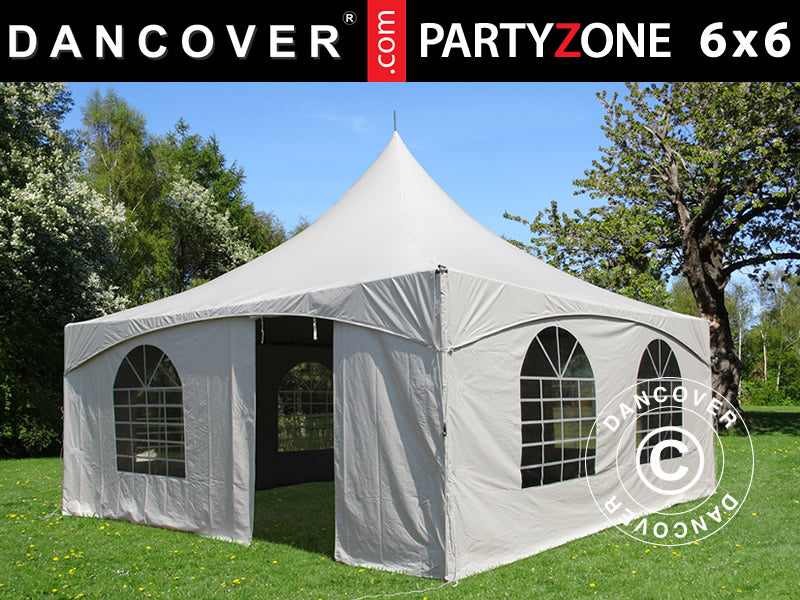 Pagoda partytelt PartyZone 6x6m, PVC, hvit